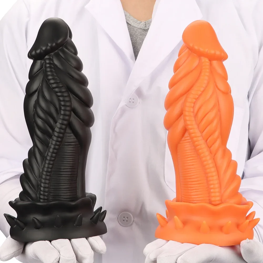 8.5cm Huge Thick Anal Plug Butt expansion Trainer Orange Liquid Silicone Dragon Dildo Penis Extra Large Anal Toys For Man