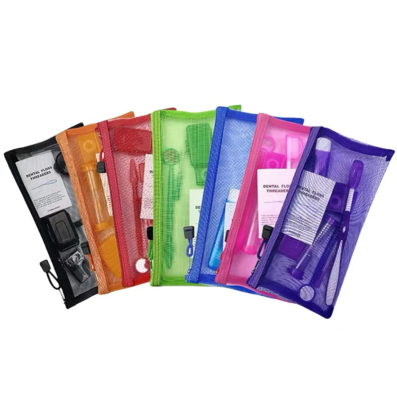 Orthodontic Oral Care Kit Dental Brace Cleaning Protable Travel Kit Toothbrush Ortho Wax Dental Floss Interdental Brush Mirror