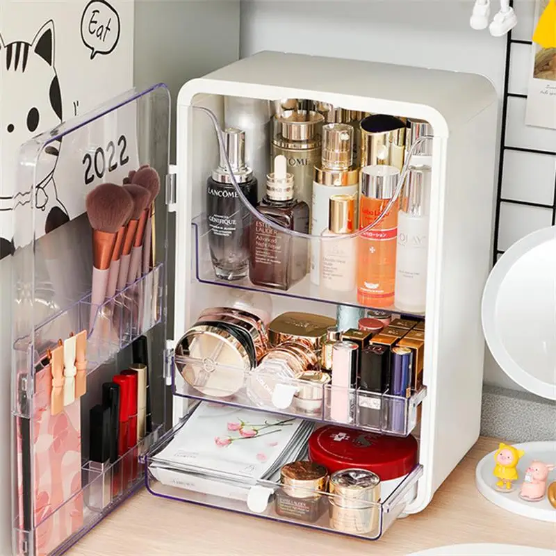 

2024 Transparent Cabinet for Makeup Storage, Desktop Skincare Products Organizer Clamsell Cover, Cosmetics Lipstick Display Case