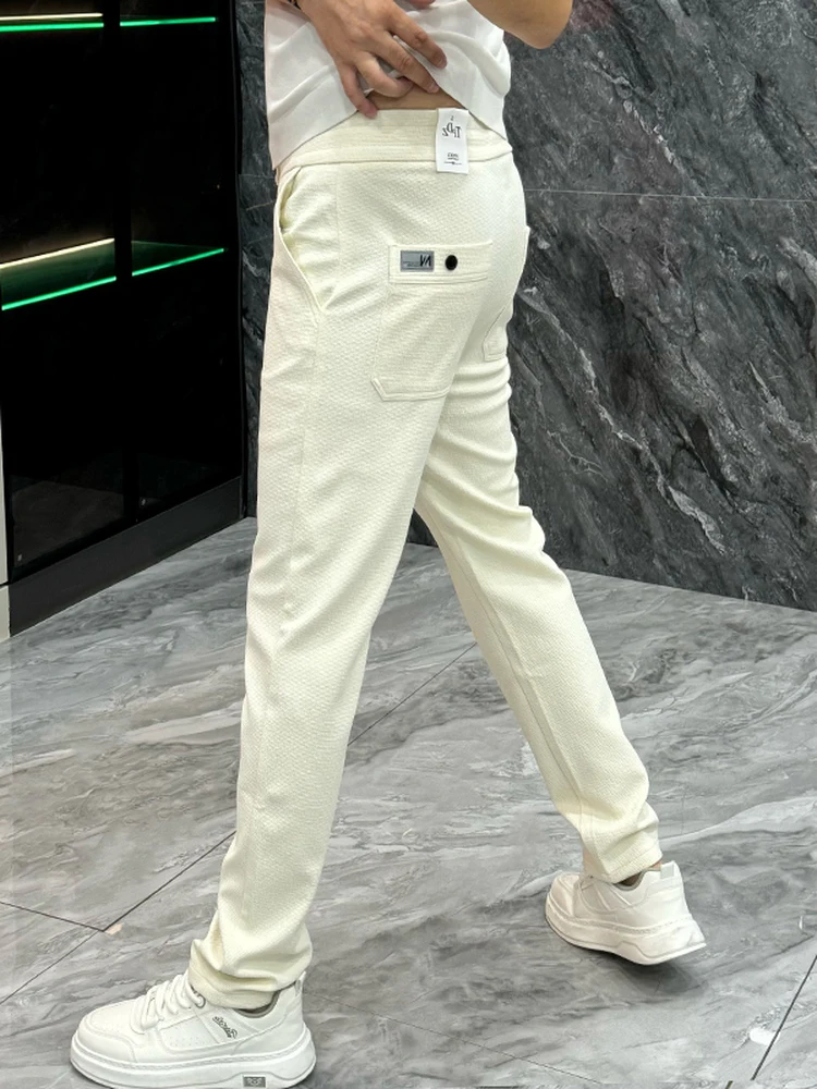 

Мужские повседневные брюки прямого кроя, однотонные, облегающие, эластичные, зимние, модные, с высокой талией, на молнии, удобные, длинные.