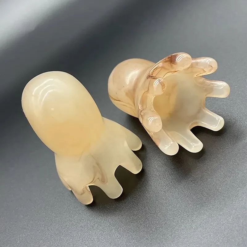 

New Resin Wax Octopus Head Treatment Scalp Massage Comb Cylinder Dredge Channels and Collaterals