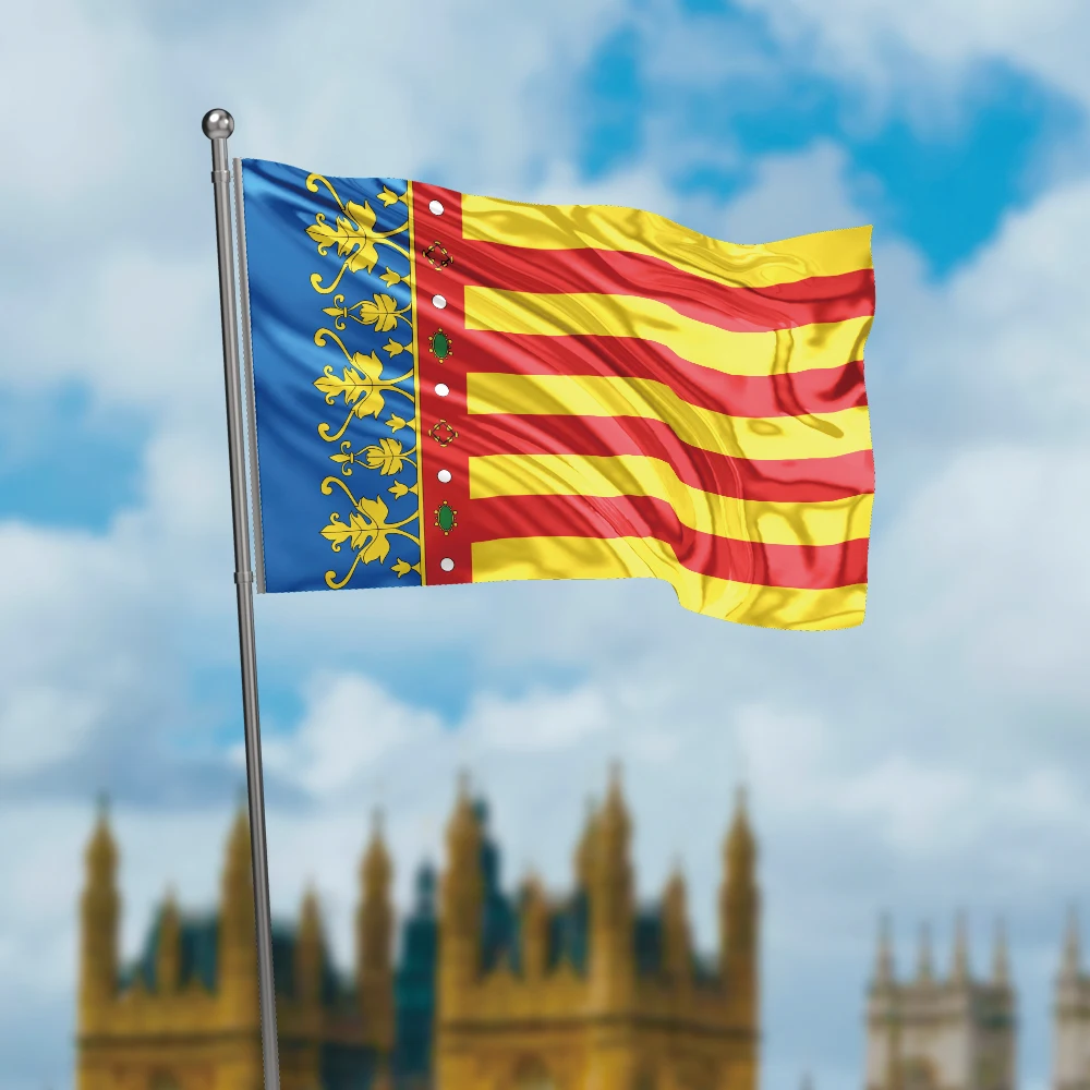 3x5 Ft Valencian Flag Vivid Color and Fade proof a Autonomous communities of Spain Flags Polyester with Brass Grommets