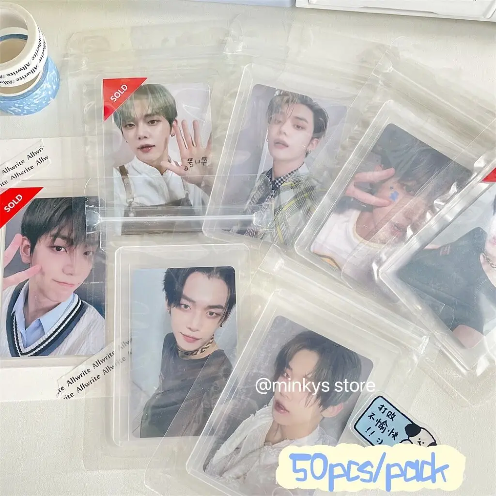 MINKYS ins Hot 50pcs/pack Kpop Toploader Card Photocard Storage Bag Idol Photo Cards Protective Case Stationery