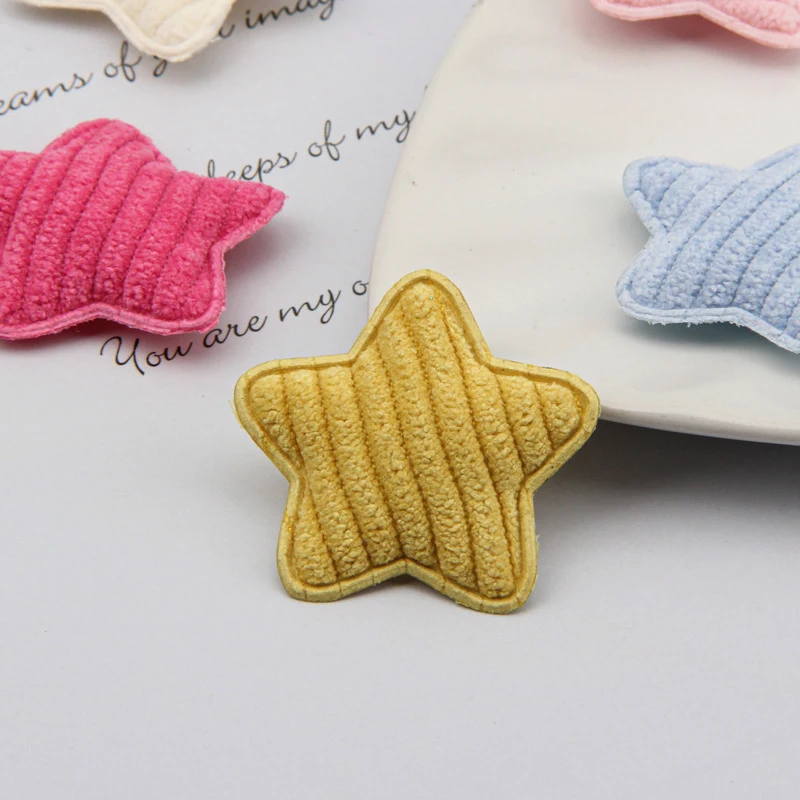 30pcs 36*36mm Padded Corduroy Fabic Star Appliques for DIY Hat Clothes Leggings Sewing Supplies Headwear Decor Patches