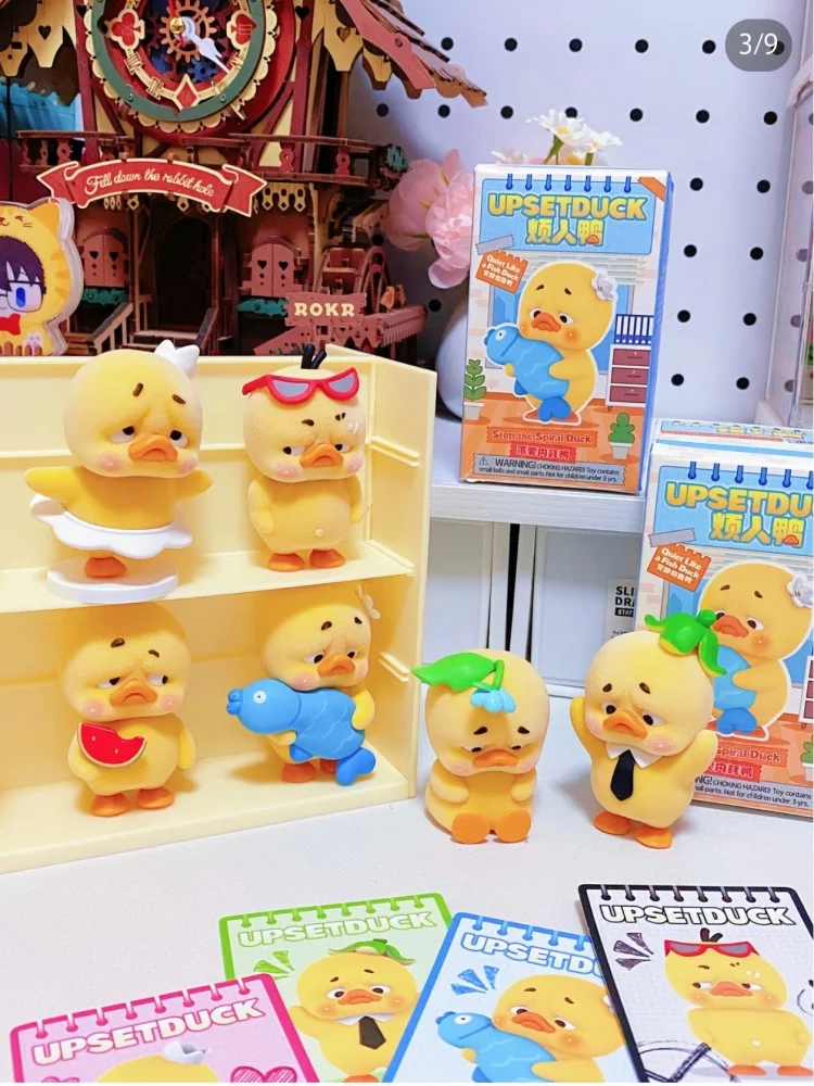 

New Original Upsetduck Stop The Spiral Duck Series Blind Box Cute Flocked Duck Doll Desktop Ornament Gift For Collectors Girls
