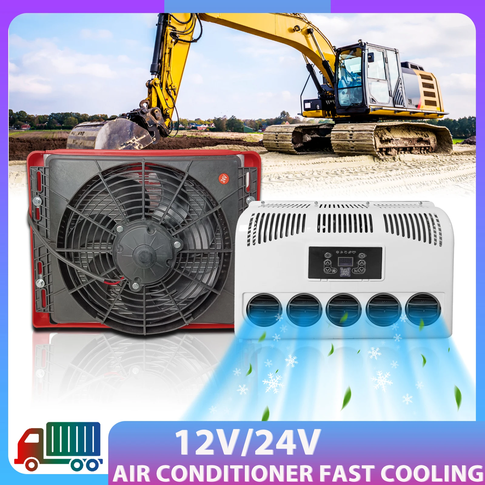 

Treeligo New Electric Truck Parking Air Conditioner 12V Car Split air conditioning 24V For Auto Tractors Motorhome Camper Van RV
