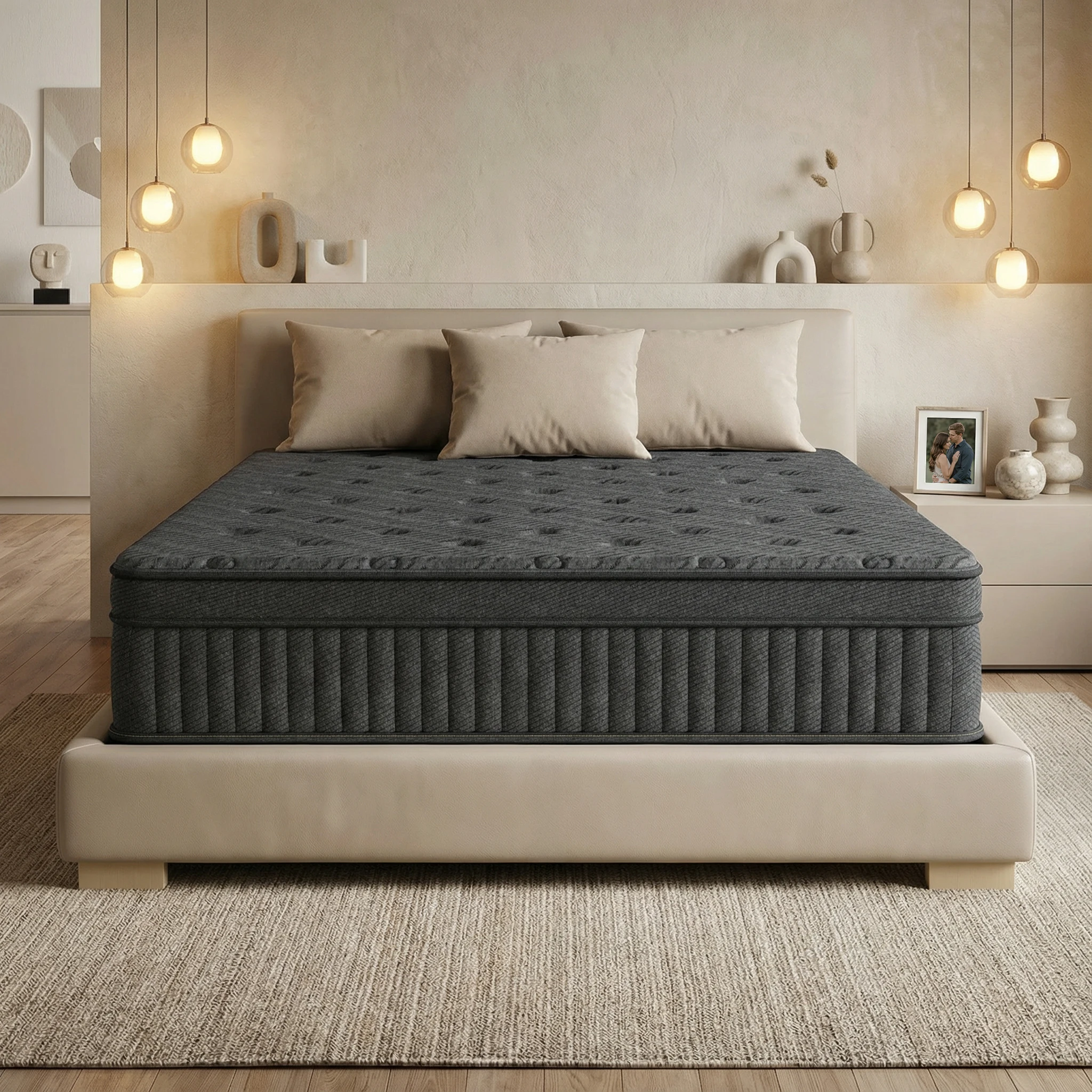 Mutesleep 12 Inch Queen Size Mattress, Breathable Knitted Fabric Hybrid Mattress, CertiPUR-US Certified,