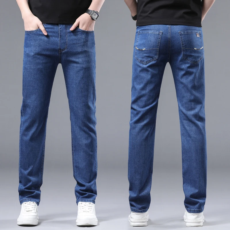

Spring Summer Men Business Casual Jeans Fashion Trend Stretch Loose Straight Leg Denim Pants Male Youthful Vitality Trousers