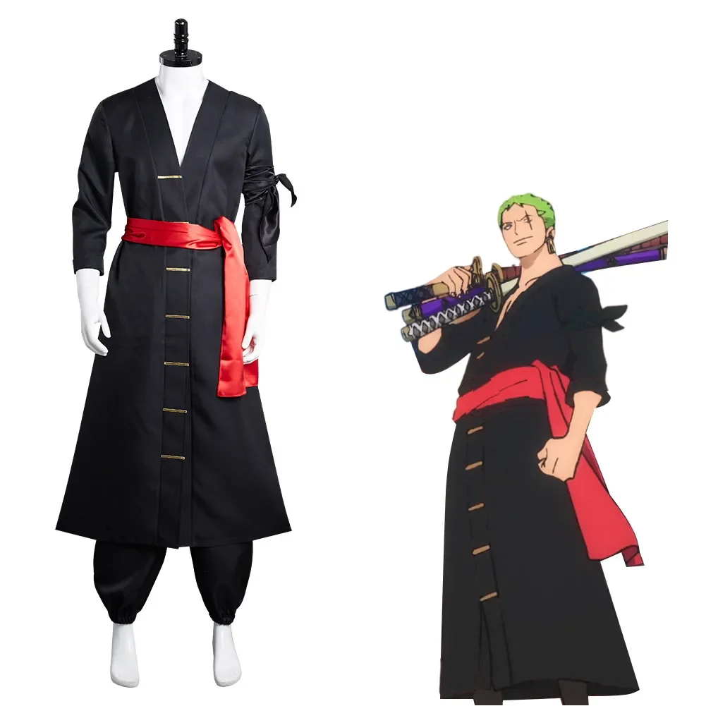 

Anime Een Stuk Roronoa Zoro Cosplay Kostuum Outfits Uniform Kimono Halloween Carnaval Pak