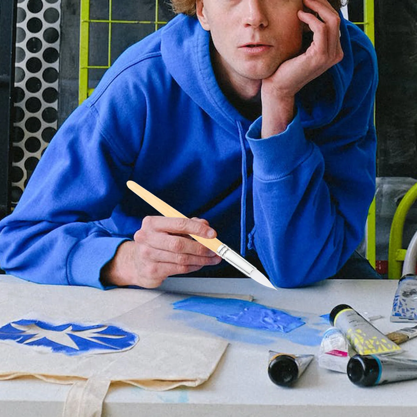 

6pcs Painting Brushes Set Wood Handle For Acrylic Watercolor Oil Painting Art Tools Beginners Students Artists