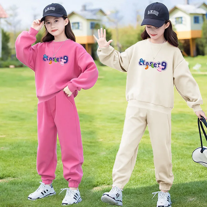 2024 autumn winter Kids tracksuit Children Girls Clothes Casual sweatshirt T-Shirt + long Pant Suit Teenager 4 6 8 to 10 12 year