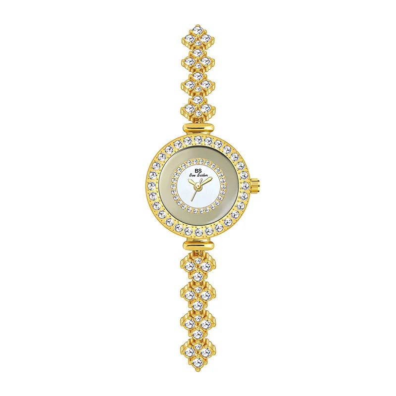 Luxury Lady Diamond Stone Dress Watch Hot Sale Stainless Steel Crystal Quartz Transparent Dial Chic Watch Montre Femme