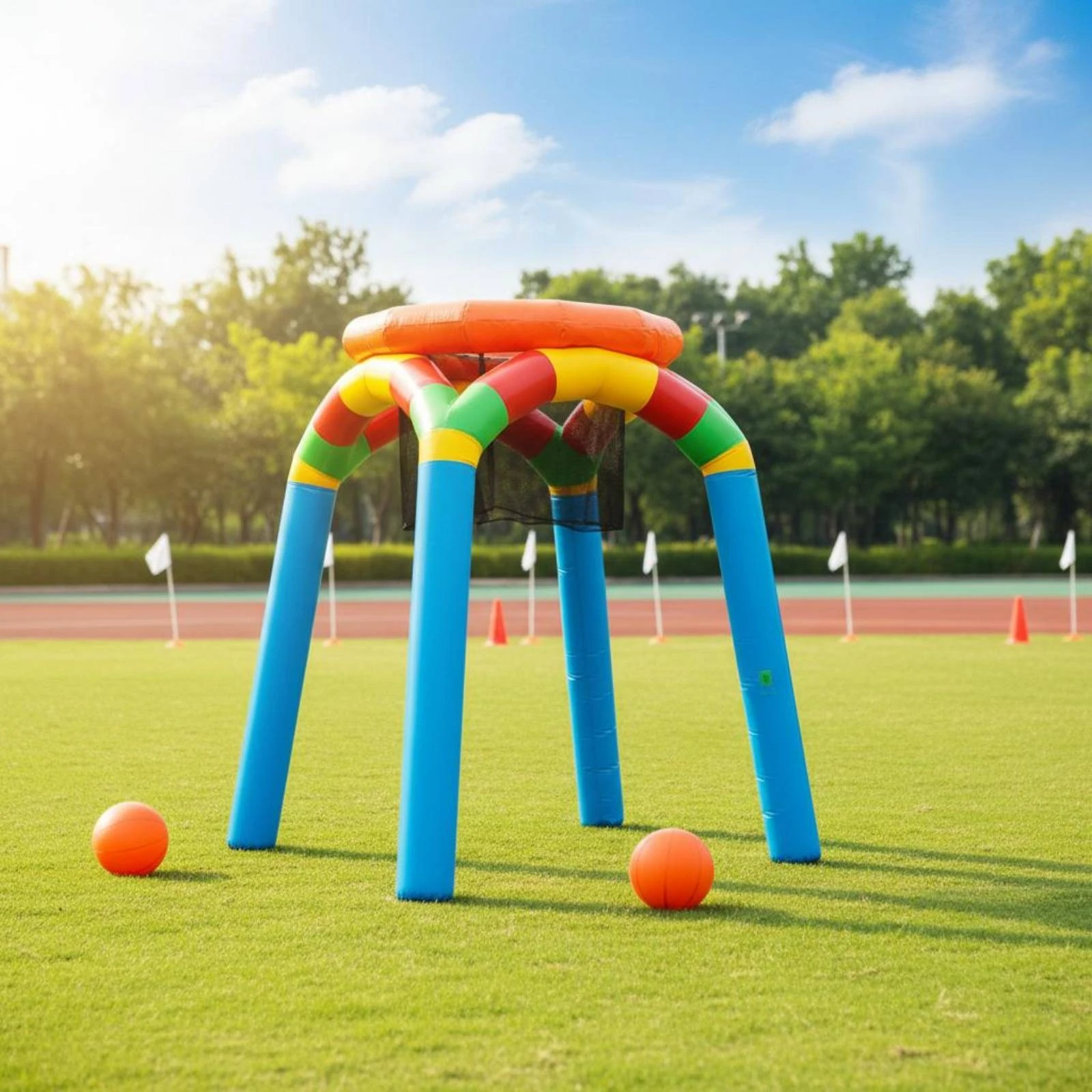 

Inflatable Basketball Hoop Portable Basketball Scoring Game Inflatable Scoring Frame Interactive Play Equipment Easy to Set Up