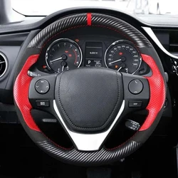 DIY Soft Black Genuine Leather Suede Car Steering Wheel Covers For Toyota RAV4 2013-2019 Corolla 2014-2019 Corolla iM (US)