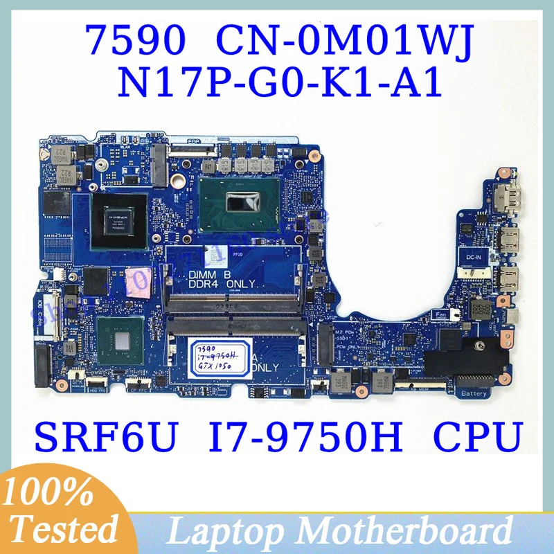 

CN-0M01WJ 0M01WJ M01WJ For Dell 7590 With SRF6U I7-9750H CPU Mainboard GTX1050 GPU Laptop Motherboard 100%Full Tested Working OK