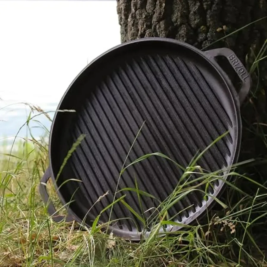 مرجل آسيوي من الحديد الزهر مع غطاء مقلاة شواء كازان