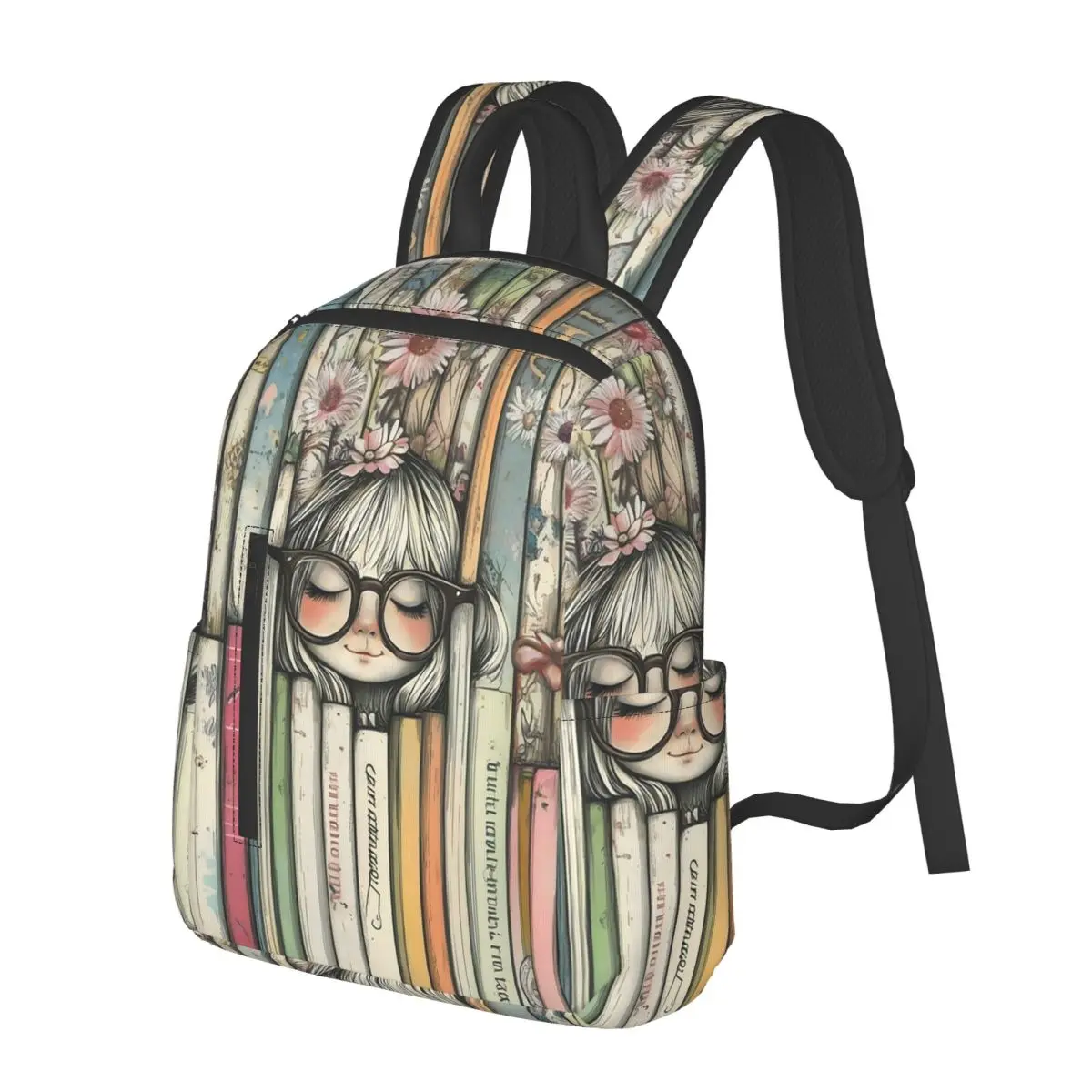 

Girl Portrait Surrounded By Colourful Books Student Backpack School Bag Travel Daypack for Boys Girls Bookbag Shoulder Bags