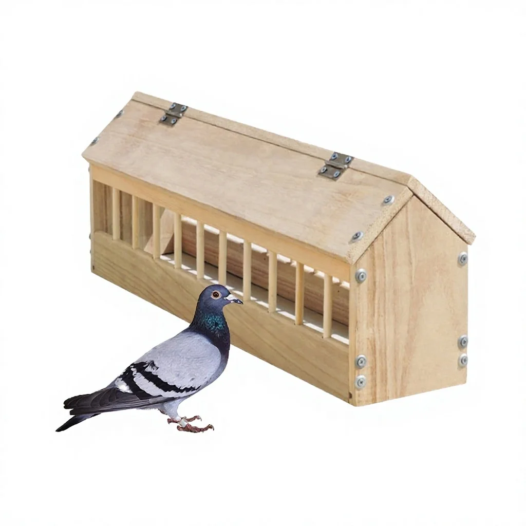 USMILEPET Solid Wood Pigeon Feeder Anti Waste Anti Spill Trough Dispensing Racing Pigeon Supplies Wall Mounted Durable Feed