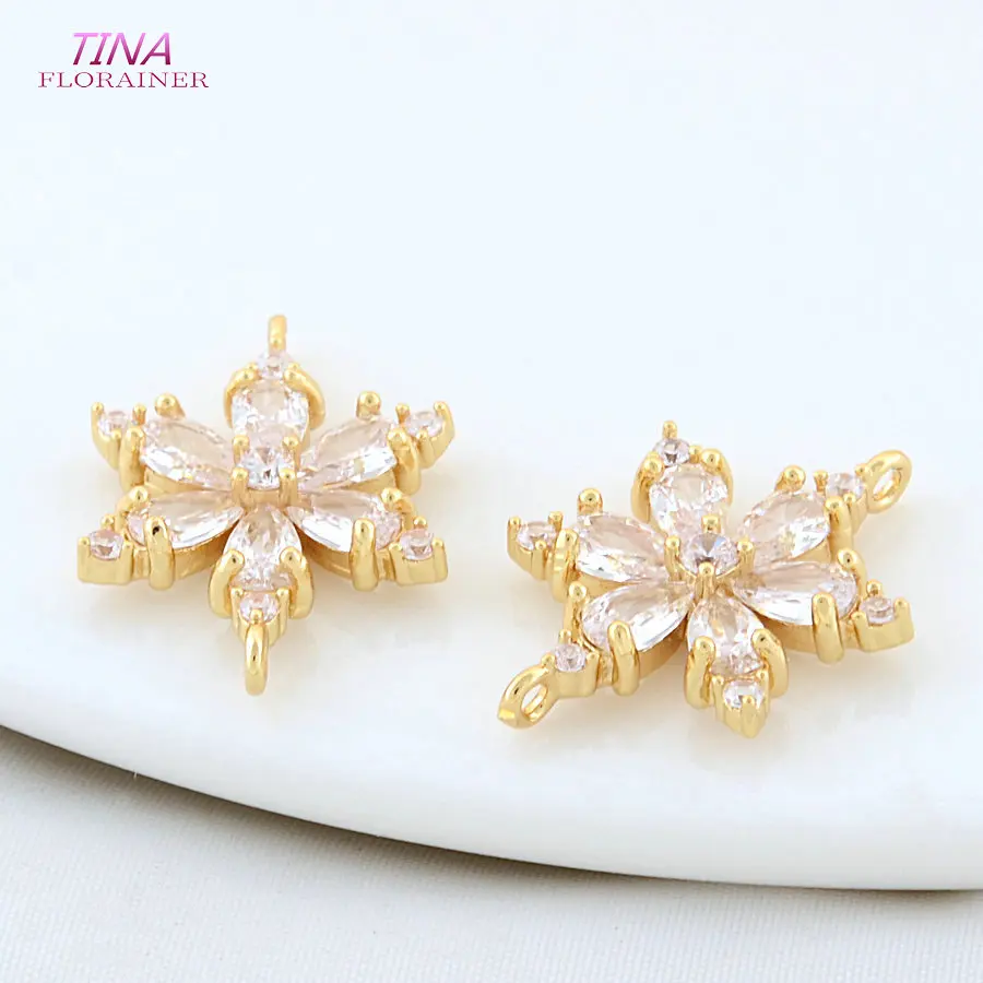6PCS 14,5*20,5 MM 18K Gold Farbe Messing 2 Löcher Verbinden Blumen Charms Anhänger Halskette Ohrringe schmuck Machen DIY Zubehör – Detail 4