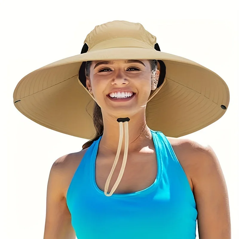 قبعة خارجية أوروبية وأمريكية بحافة كبيرة، قبعة صياد السمك للرجال، قبعة شمس مقاومة للماء، قبعة المشي لمسافات طويلة للحماية من الشمس