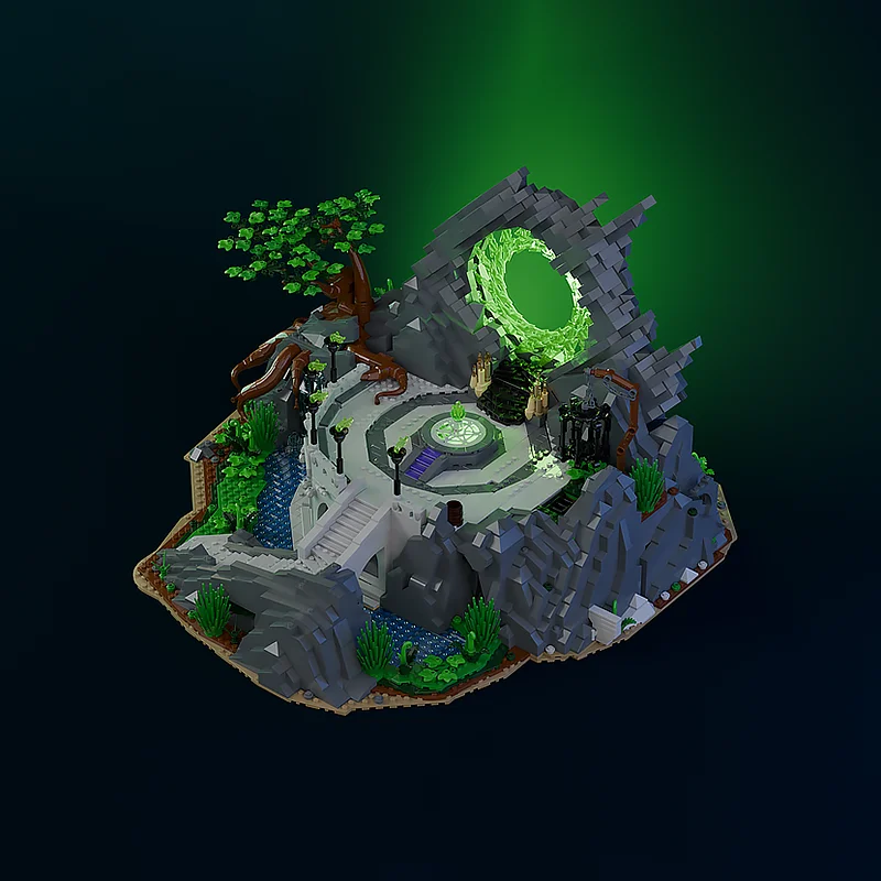 Collectible Magic Tech Scene Moc Brick Building Shadow Crack Tech Module Brick Model Gift Christmas Toy DIY Set Assembly！