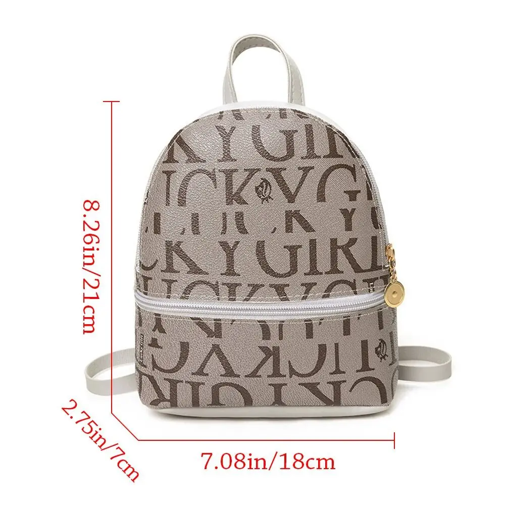 PU Leather Small Backpack Daily Purse Sling Bags For Women Fashion Letter Printed Ladies Back Pack Shoulder Messenger Bag