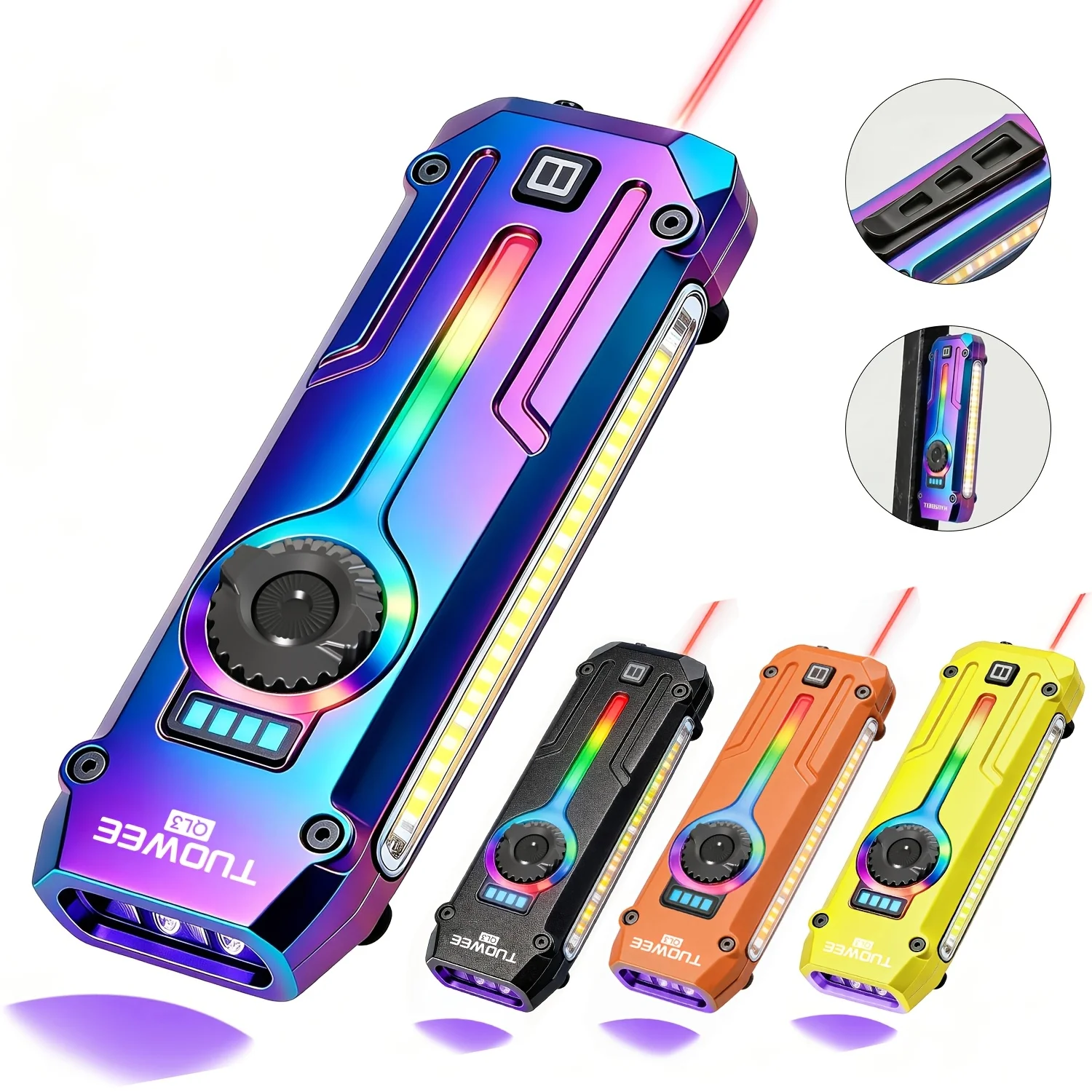 

7-in-1 Multifunctional Rechargeable Flashlight, 1800LM High Brightness LED Tactical Light, with UV Detection, Laser Pointer, RGB Ambient Light, Magnetic Base & Stepless Dimming, Type-C Charging EDC Flashlight, Perfect for Camping, Hiking & Emergencies