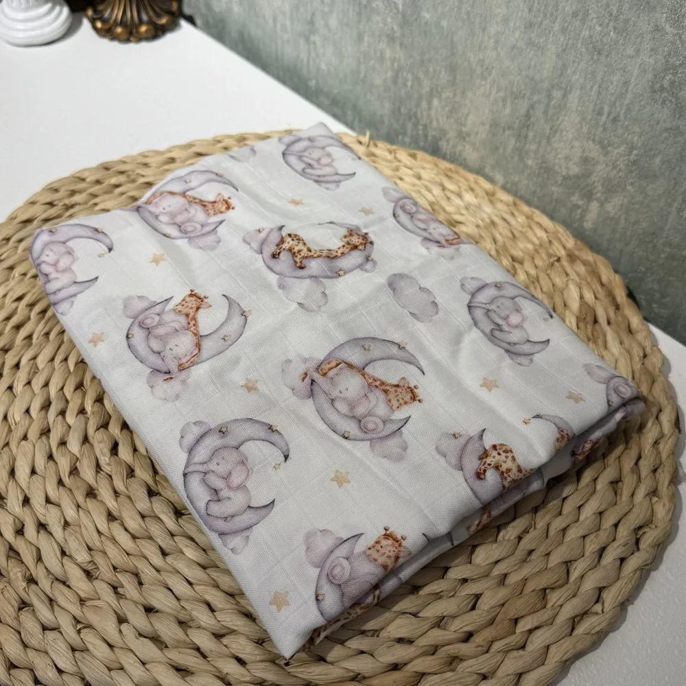

Rabbit 120x120cm Baby Swaddle Blanket Soft Newborn Wrap 70% Bamboo 30% Cotton Muslin Swaddle Blankets for Comfort And Style