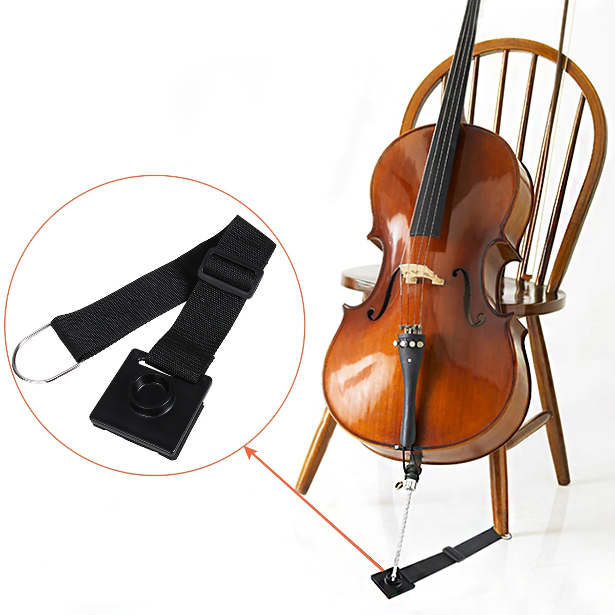 

2cm Heavy Duty Cello Strap Adjustable 16-28 Inch Endpin Stopper Holder Non Slip Floor Protection Anti Scratch Cello Strap Stop