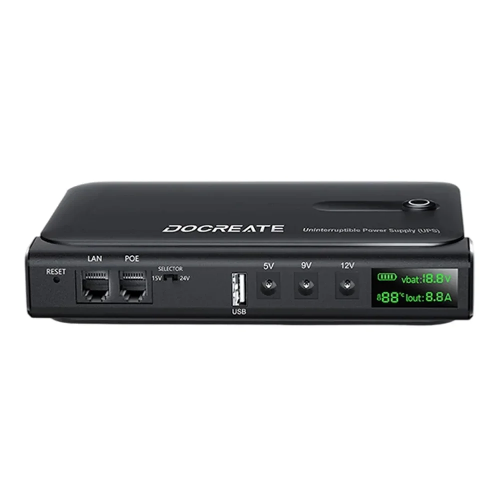 

36W Digital UPS DC1036L Uninterruptible Power Supply with Multiple Voltage Outputs for Router and Devices 5V 9V 12V 15V 24V