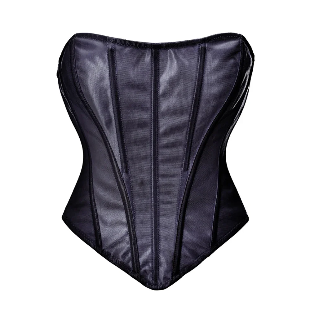 Fashion Corset Top Women Bustier Black Bodice White Corselet Overbust Short Cropped Tops Zipper Gothic Clothing Camisole