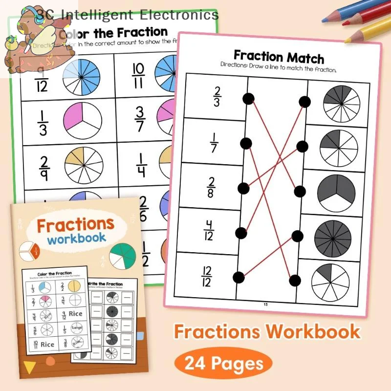 

Primary School Basic Fraction Textbook, Single Unit Math Cognitive Exam Practice Workbook