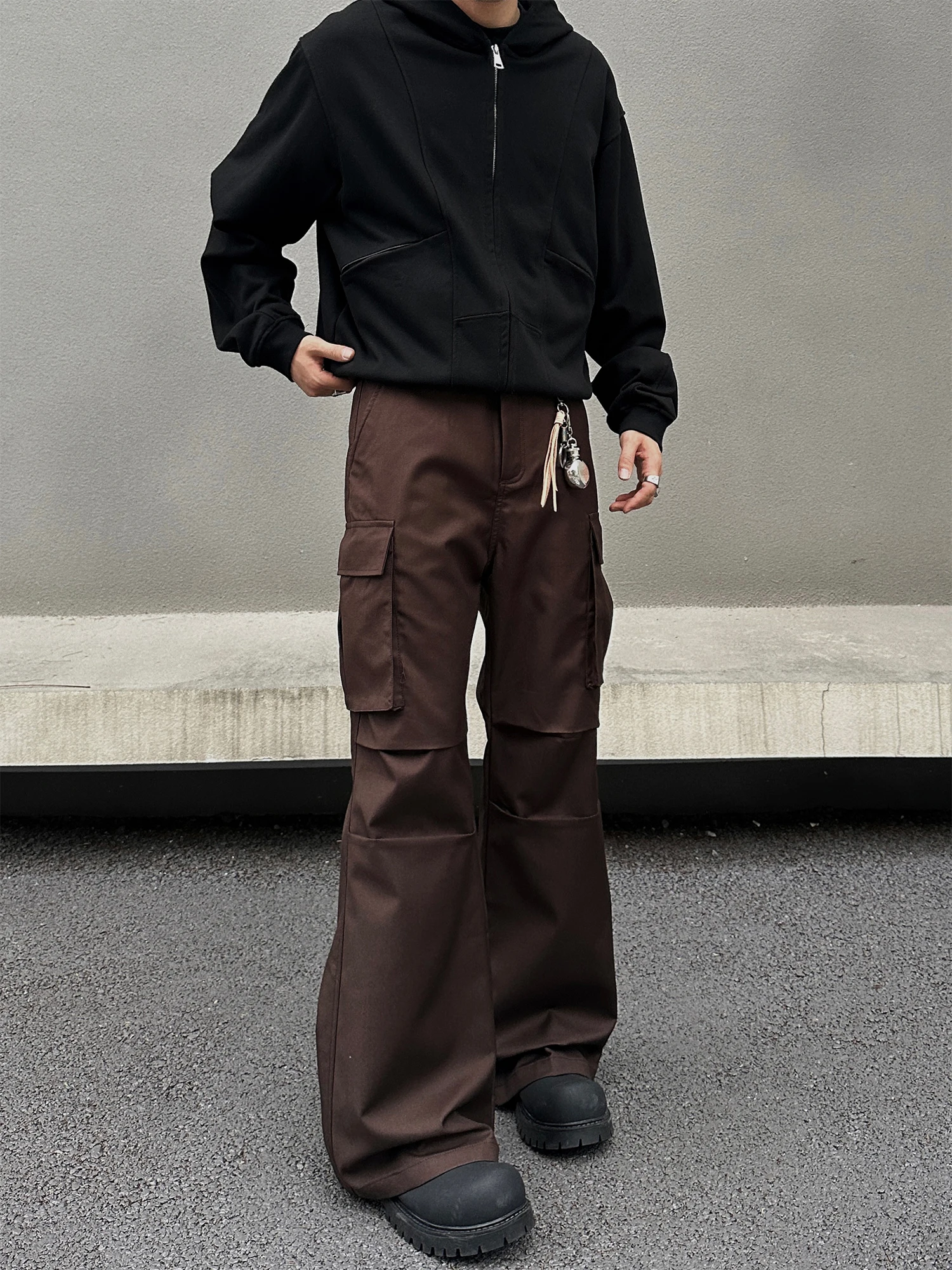 

American Retro High Street Vibe Cargo Pants Casual Wide Leg Multi ket Pleated Drop Workwear Trousers Straight Leg Jeans