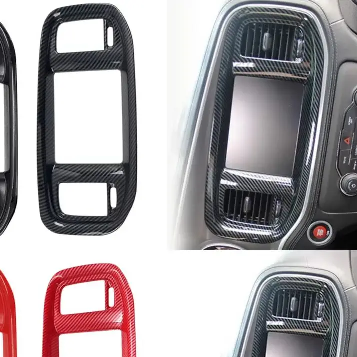 

Накладка на рамку экрана DVD-навигатора для Dodge Charger 2015+ из карбонового волокна, красная, элемент стайлинга интерьера автомобиля