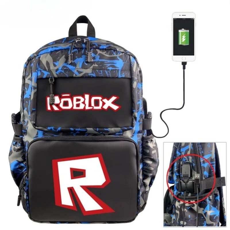 

Roblox New Children's Schoolbag Multi-function USB Charging Cartoon Schoolbag Large Capacity Nylon Waterproof Student Backpack