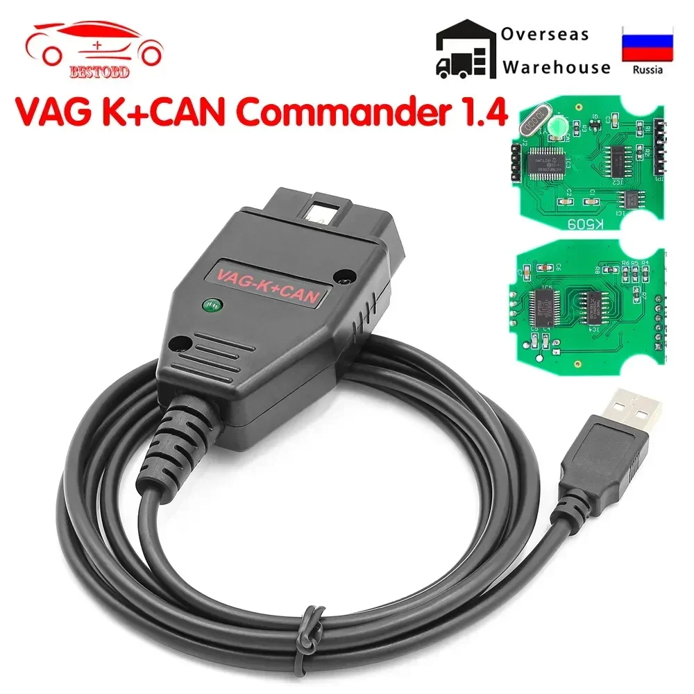 VAG K CAN Commander 1.4 FTDI PIC18F25K80 K+CAN 1 4 OBD 2 OBD2 Auto Car Diagnostic Tools Interface COM K-line Cable for VW/AUDI