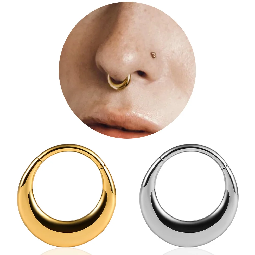 

Vankula 1PC Stainless Steel Nose Rings for Women Septum Rings Hoop for Men Cartilage Clicker Hoop Earrings for Rook Daith Tragus