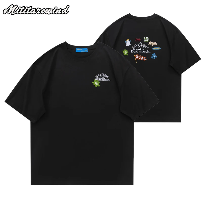 

Hip Hop Streetwear Summer T Shirts for Men Half Sleeve Cartoon Printed Tshirts Japanese Harajuku Pure Cotton Y2k Tops Tees Women