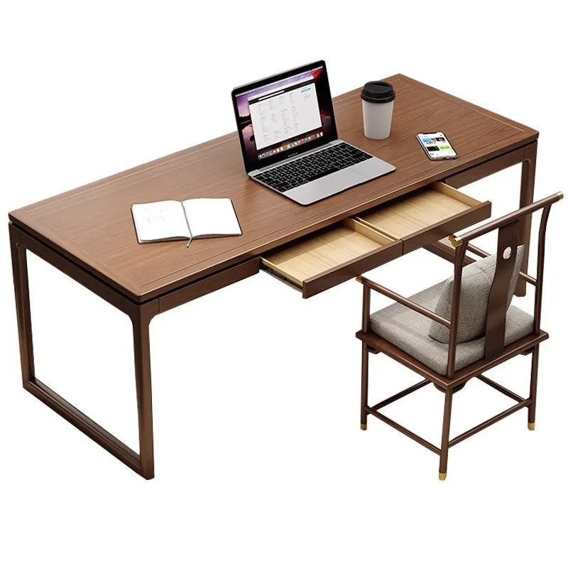 

New Chinese solid wood desk, and painting table, office picture case with drawers, table and chair combination, elm desk