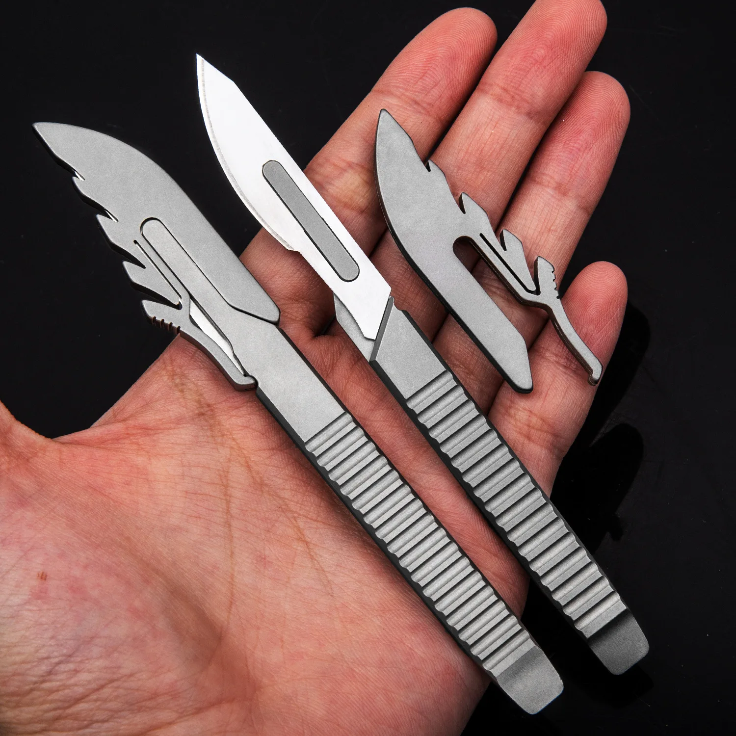 Thickened Titanium Alloy Carving Knife With Knife Cover EDC Scalpel Cut Paper Multifunctional Pocket Utility Knife Gift 10 Blade