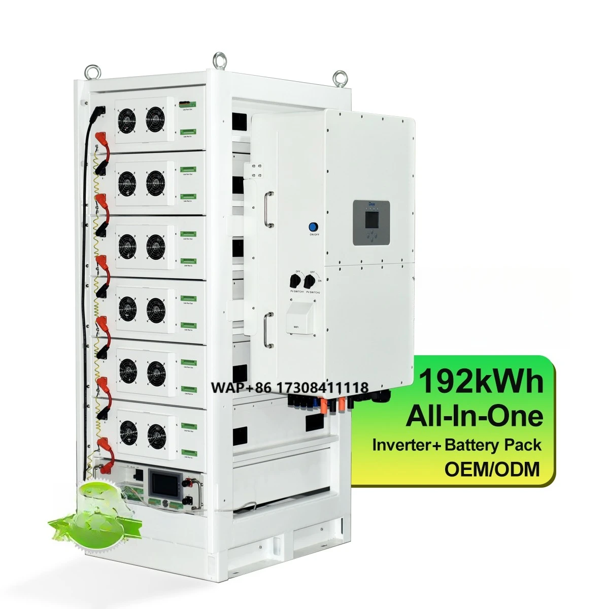 High Voltage LiFePO4 ESS 192kWh Battery Bank  102.4V 314Ah 6 Configuration with 50kW Hybrid Inverter for Solar/Grid Storage