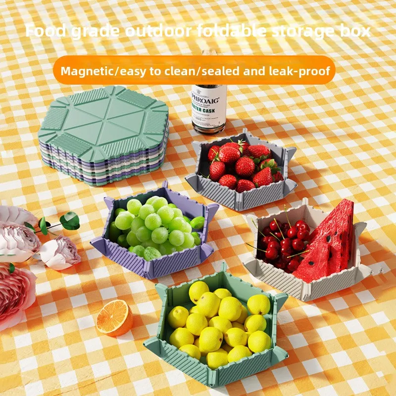 

Outdoor Silicone Folding Bowl Tableware Portable Travel Camping Tray Storage Box Picnic Essential High-Temperature Resistant