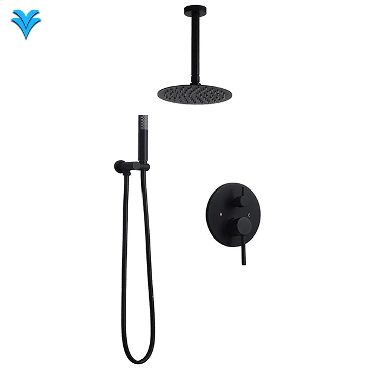 Hydrorelax Stainless Steel Bathroom Rain Shower Set with Wall Mounted Mixer Tap