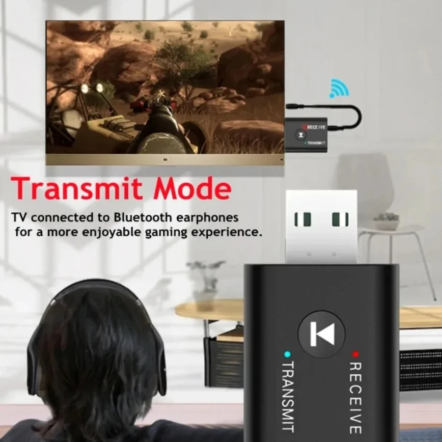 Adaptor Bluetooth USB 2 In 1 5.0 Pemancar Bluetooth untuk Komputer TV Laptop Speaker Headset Adaptor Penerima Bluetooth Nirkabel