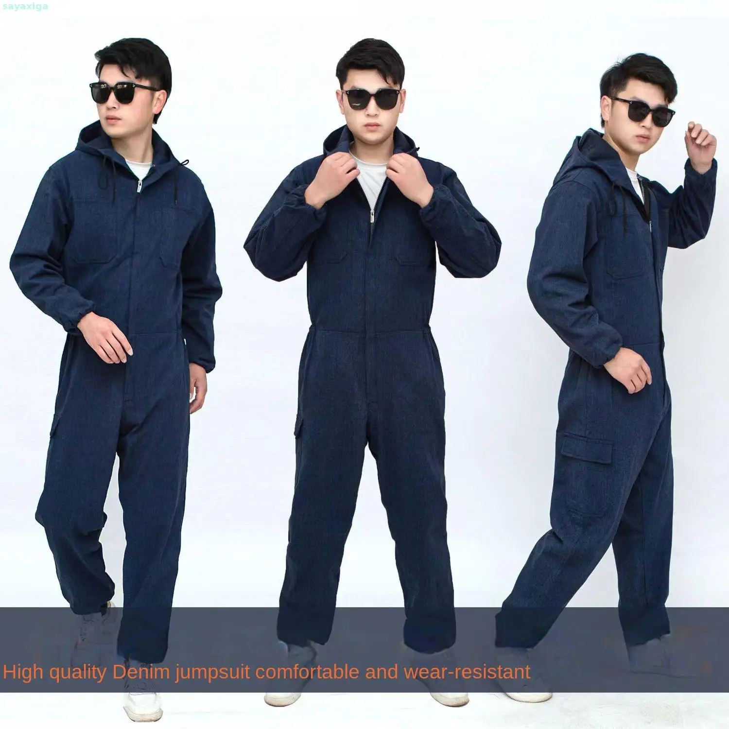 Hooded Overalls Men's Long-sleeved Labor Protection Overalls Spray-painted Auto Repair Protective Clothing Wear-resistant