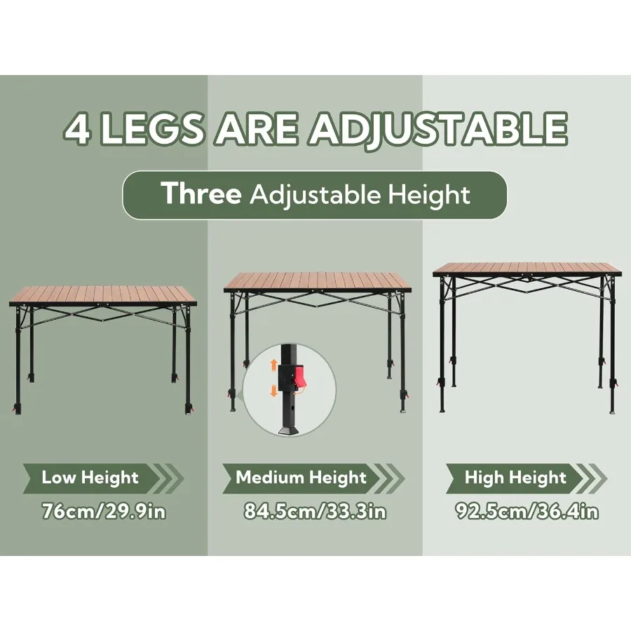 طاولة تخييم محمولة قابلة للتعديل في الهواء الطلق، كبيرة تتسع لـ 26 شخصًا، طاولة تخييم من الألومنيوم قابلة للطي مع حقيبة حمل للصور الشخصية #4