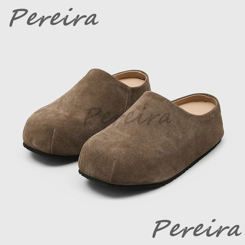 

Summer New Thick Soled Half Slippers for Men Women Retro Suede Round Toe Height Increasing Mules Outdoor Couple Casual Shoes