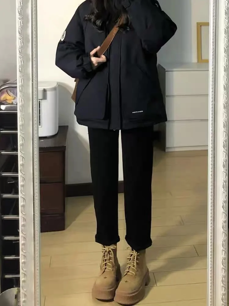 ارتفاع الخصر بسط Fce اصطف مستقيم الساق الدينيم الجينز المرأة زائد حجم التخسيس تسعة أنبوب السراويل عارضة الأمريكية Sle