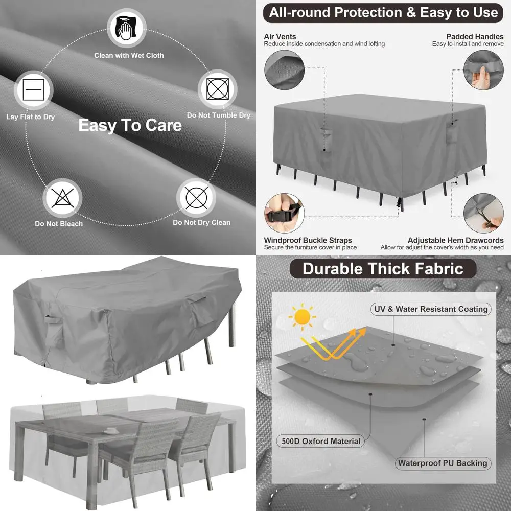 

Серый водонепроницаемый чехол для секционной мебели для патио, 126 x 126 В x 32 часа, устойчивый к ультрафиолетовому излучению для террасы и заднего двора