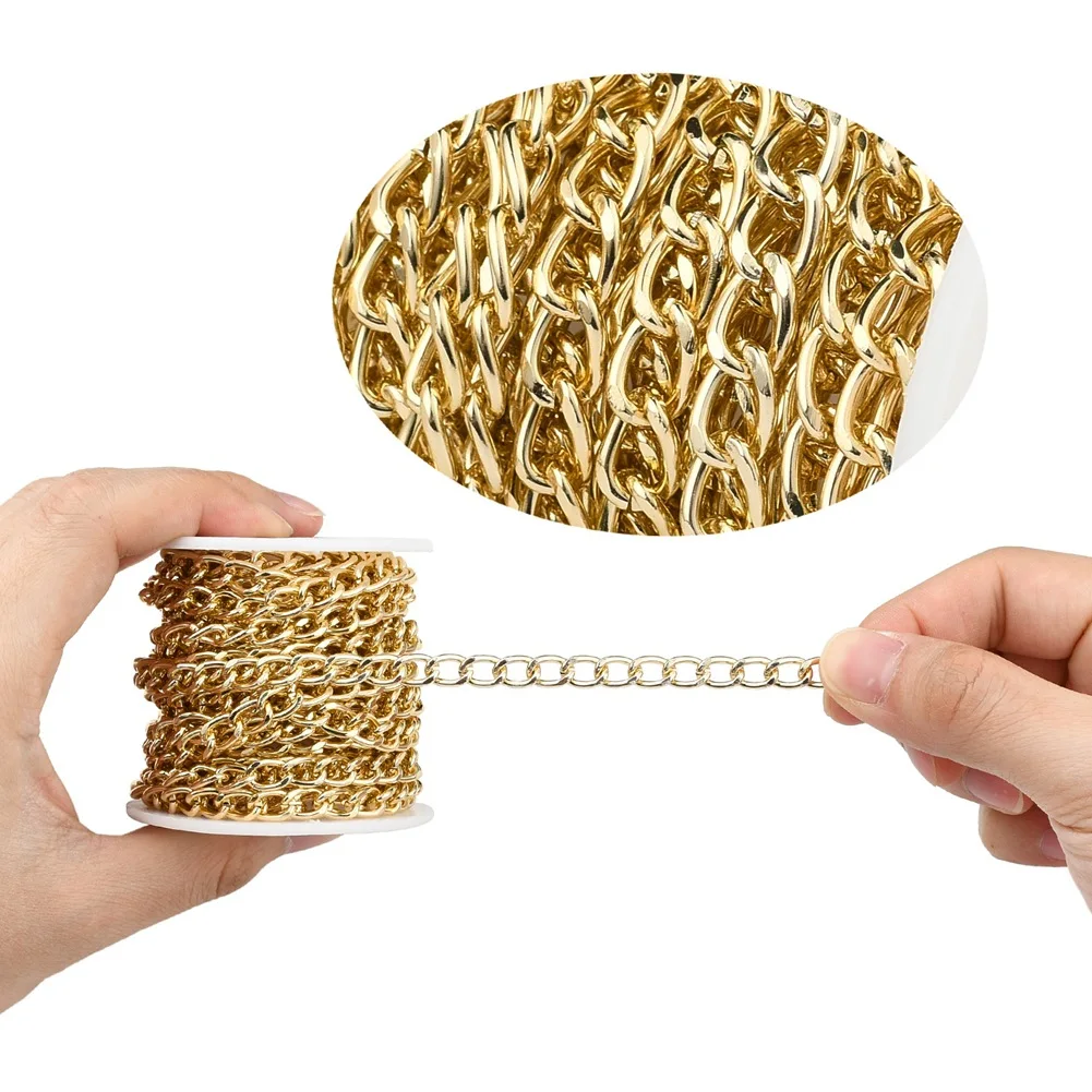 5m/Roll Aluminium Twisted Curb Chains Unwelded Link for DIY Bracelets Necklaces Jewelry Making Findings Accessories